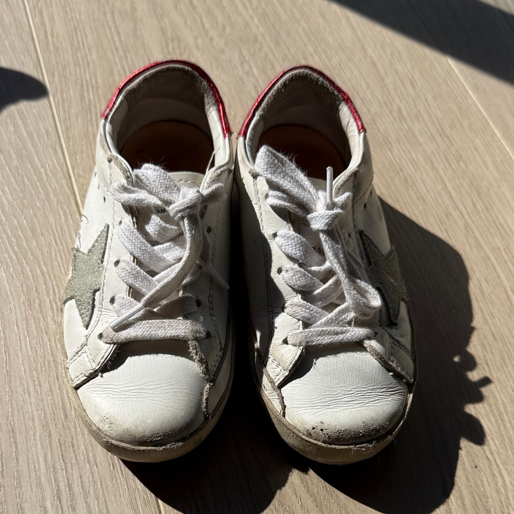Golden Goose Kids White And Silver Sneakers